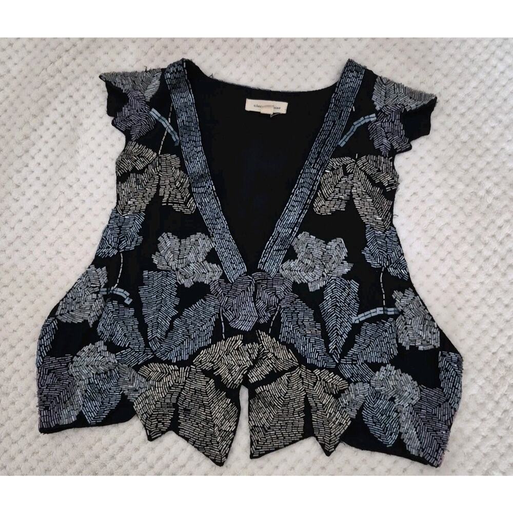 Silence + Noise Beaded Open Front Vest Women Medium Boho Festival Sequin